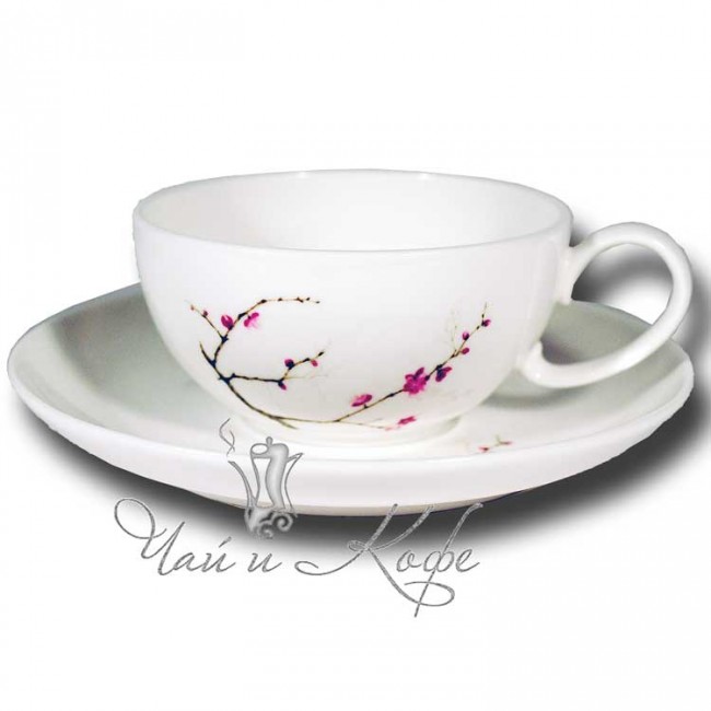 Цветущая сакура чайная пара (чашка+блюдце)