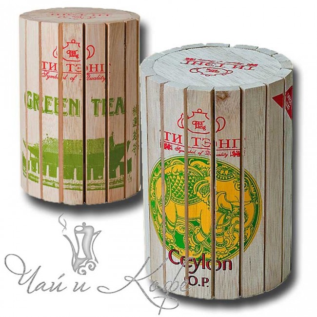 Tea Tang Деревянная круглая коробка с чаем 100 г