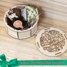 Новогодний #15 подарочный набор с чагочаем и сладостями в круглой деревянной шкатулке - фото 3
