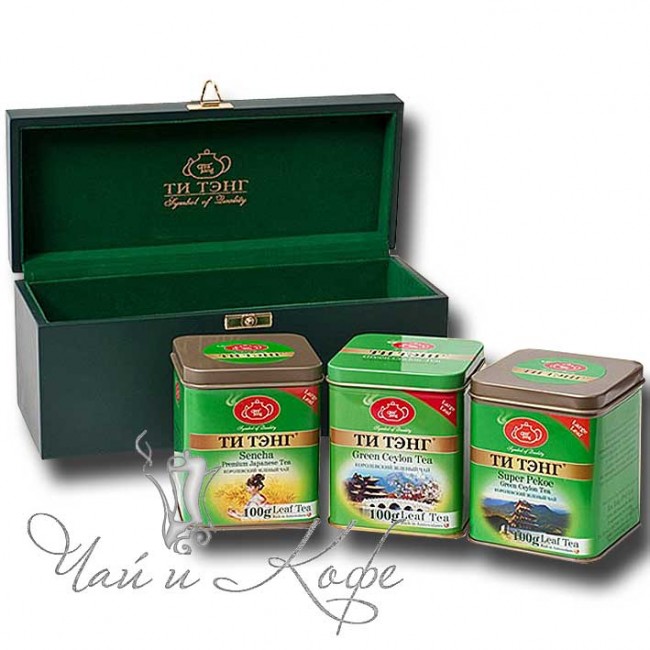 Классическая коллекция подарочный набор с чаем Tea Tang (3 вида по 100 г) в зеленой деревянной шкатулке