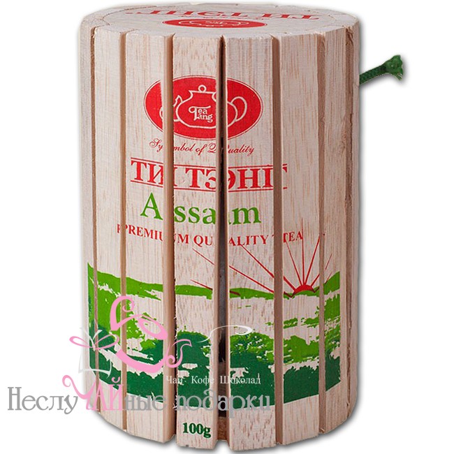 Ассам черный чай Tea Tang в круглой деревянной коробке 100 г