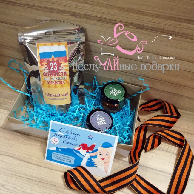 Лётный подарочный набор-сувенир #2 с чаем и мёдом в крафт-коробке