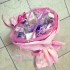 Розовый фламинго букет с чаем и сладостями подарочный набор (вертикально)